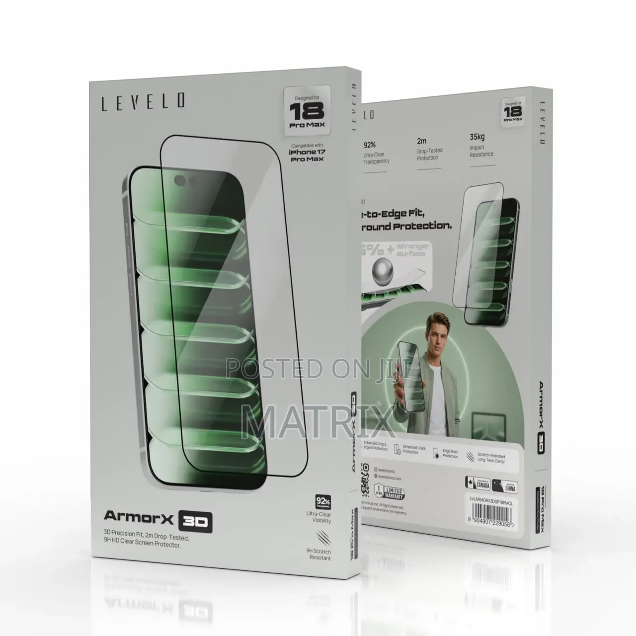 Levelo ArmorX 3D 9H Screen Protector for iPhone 18 Pro and 18 Pro