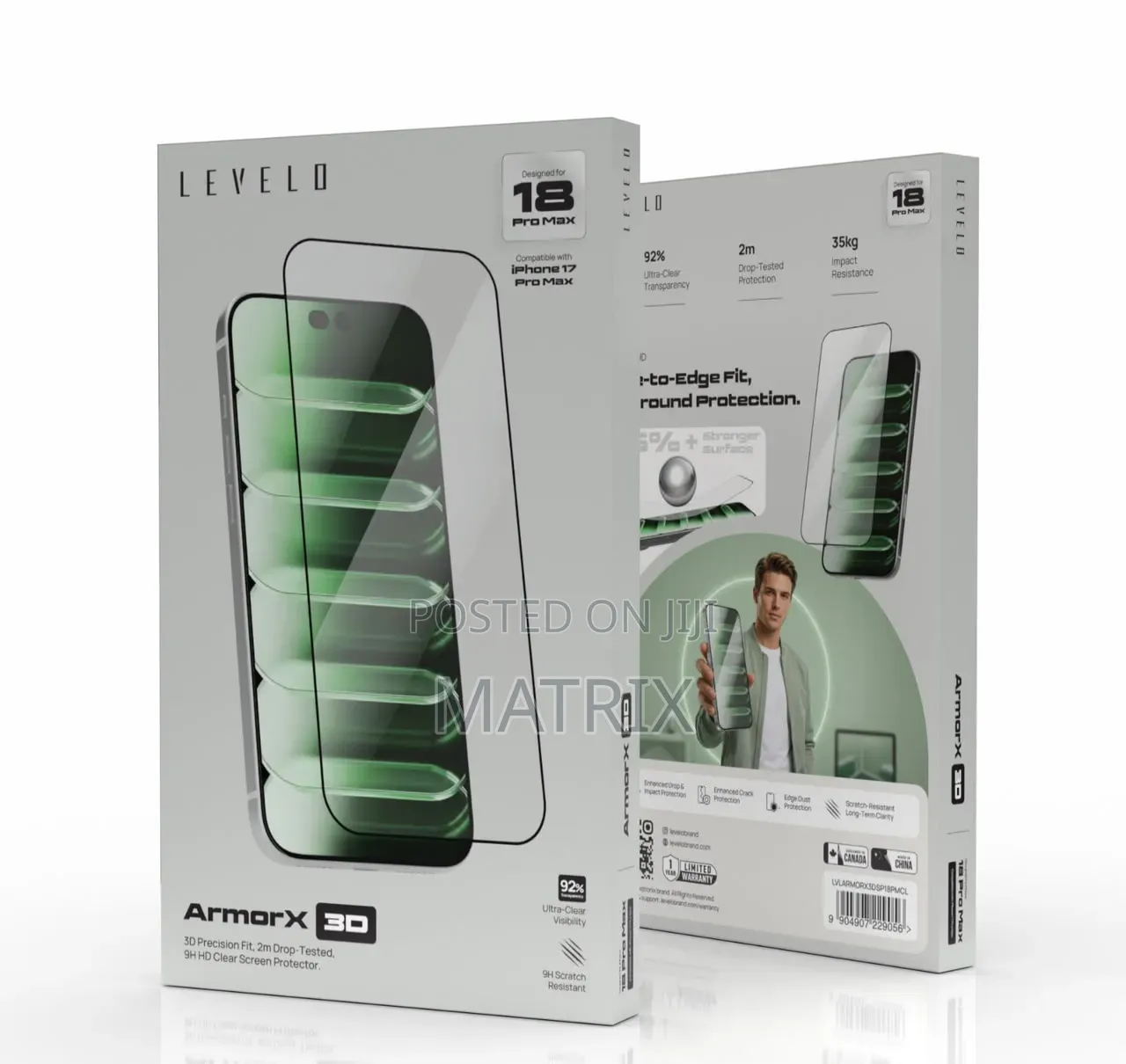 Levelo ArmorX 3D 9H Screen Protector for iPhone 18 Pro and 18 Pro