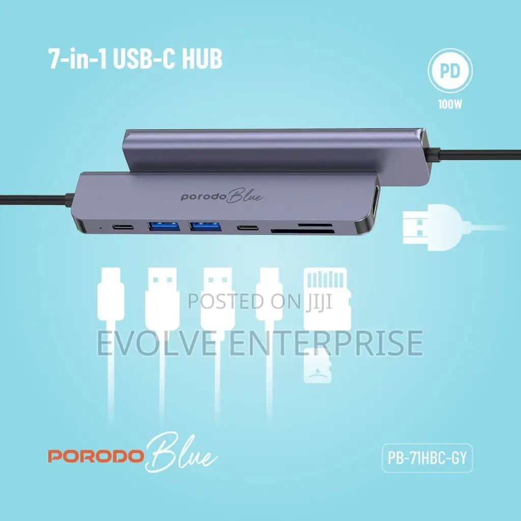 Porodo 7in1 USB C / Type C Hub