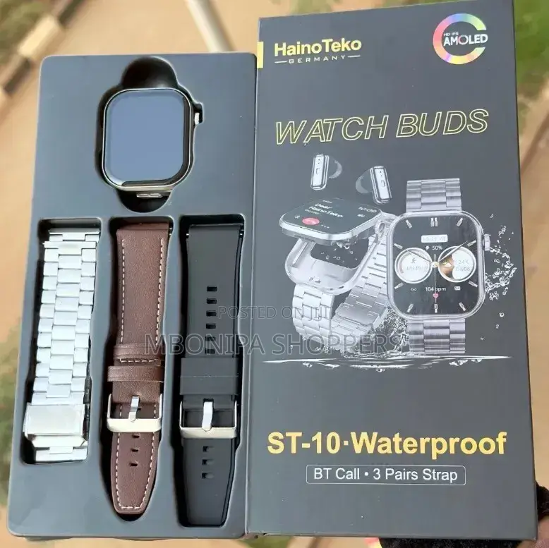 Haino Teko Germany ST10 Waterproof Smart Watch With Integrated Earbuds