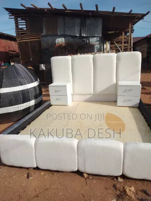 Buble Bed in White Clothwith Two Bed Sides