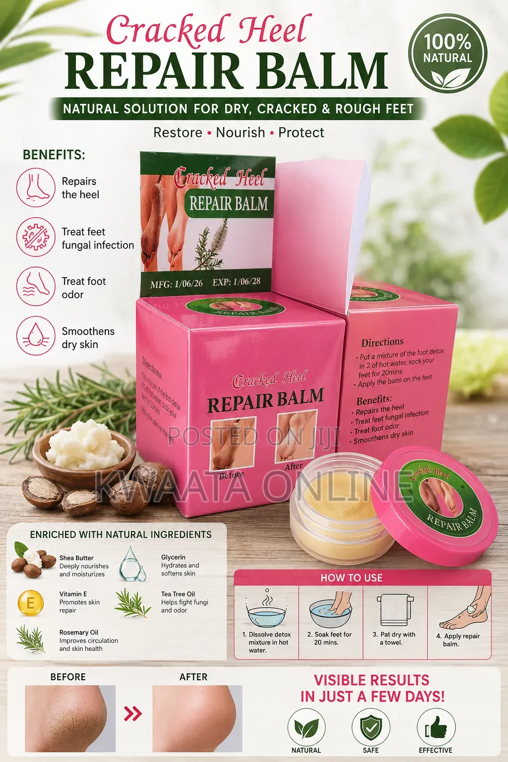 Cracked Heel Repair Balm – Foot Care Dry, Rough Heel Treatment