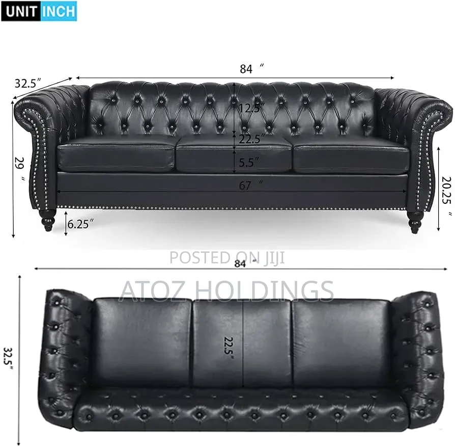Sofas/Jayden 3 Seaters Dark Shed Chesterfield Leather Sofas 899,000/-