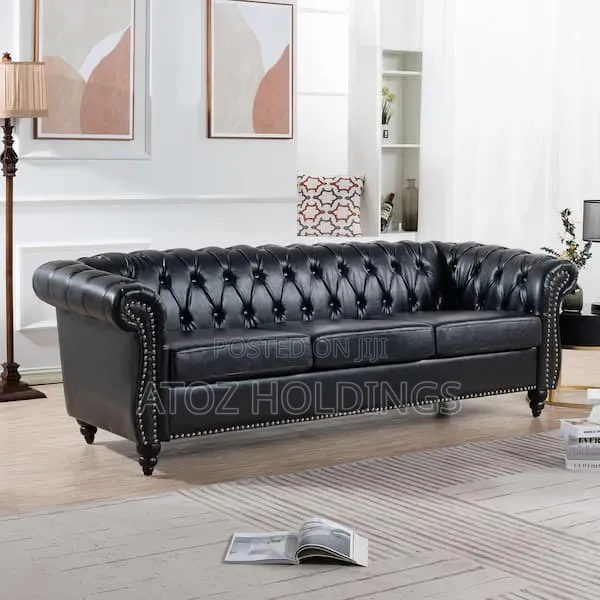 Sofas/Jayden 3 Seaters Dark Shed Chesterfield Leather Sofas 899,000/-
