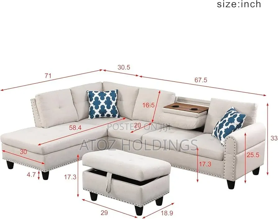 Sofas/Madona 5 Seaters L Sofas + Ottoman Pouf 1,99,000/- Any Colour
