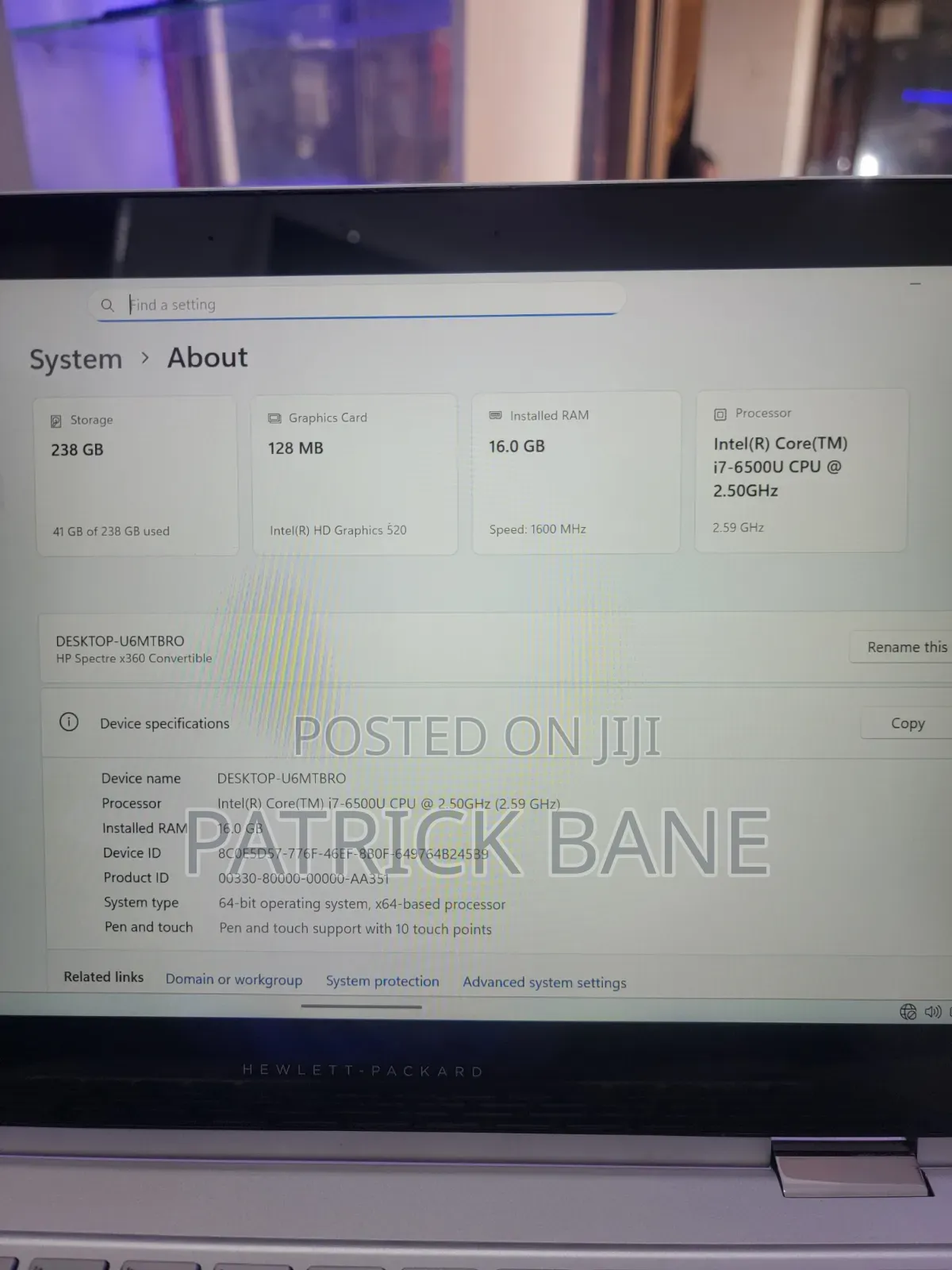 Laptop HP Spectre X360 16GB Intel Core i7 SSD 256GB