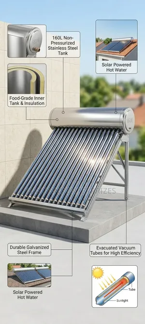 160 Liters Non-Pressurized Evacuated Vacuum Tube Solar Water Heater