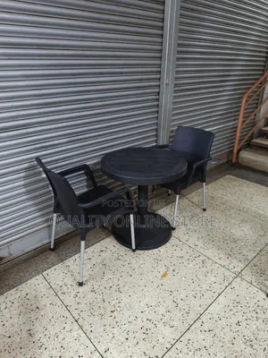 Black Plastic Table and Chairs Black Plastic Table and Chairs