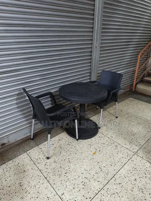 Black Plastic Table and Chairs Black Plastic Table and Chairs