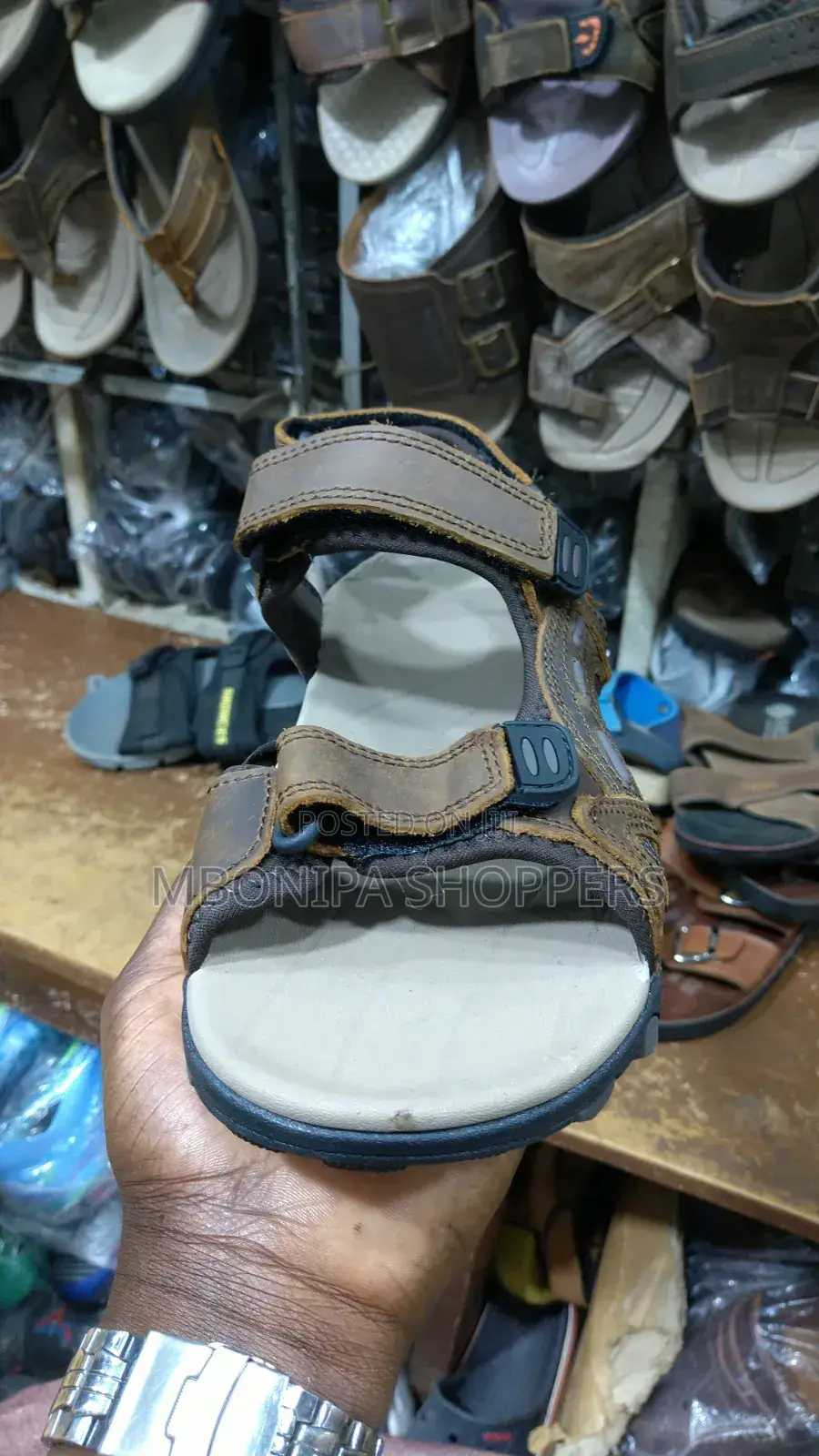 Men’s Comfortable Leather Outdoor Strap Sandals – Brown Black