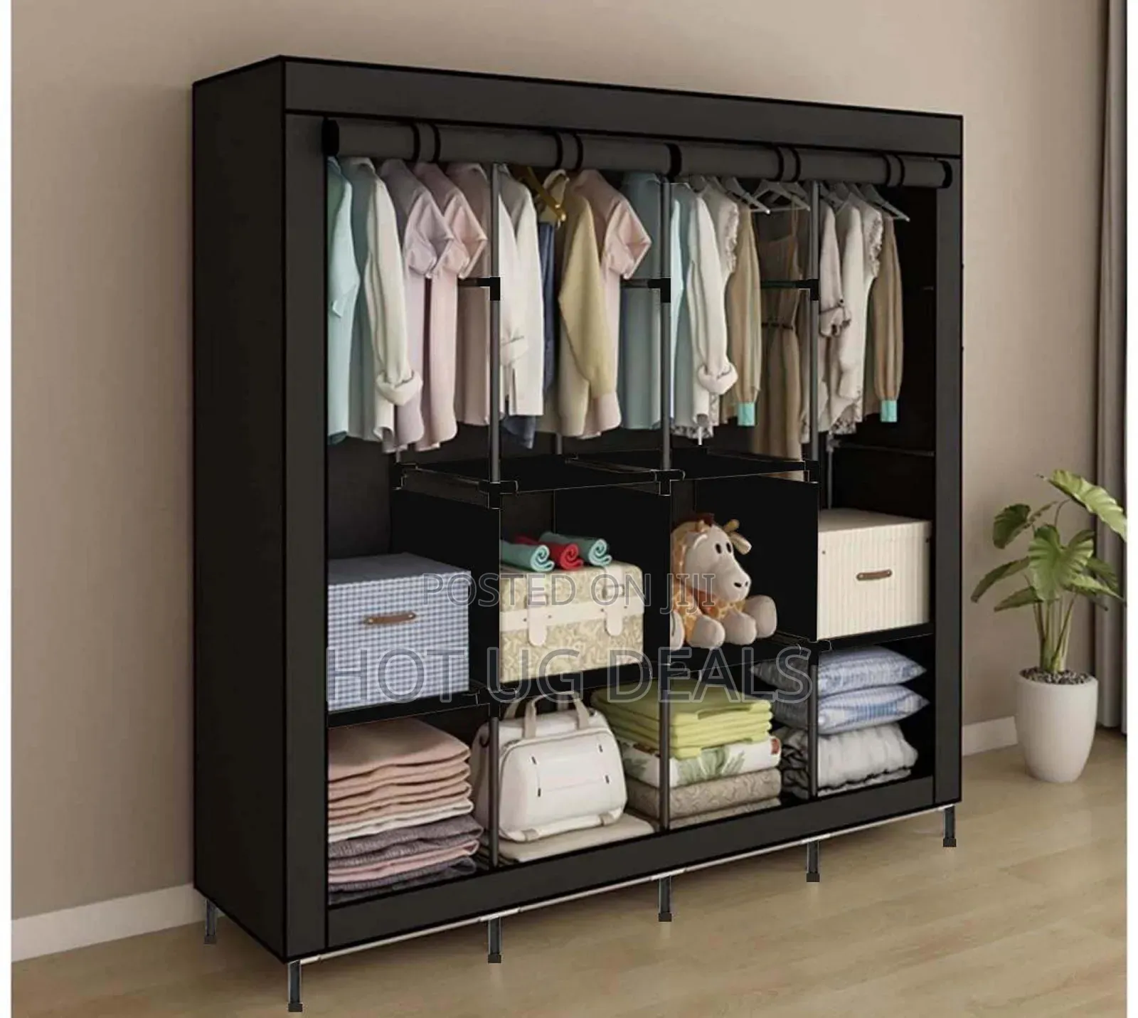 4 Column Deluxe Portable Fabric Wardrobe Closet Organizer