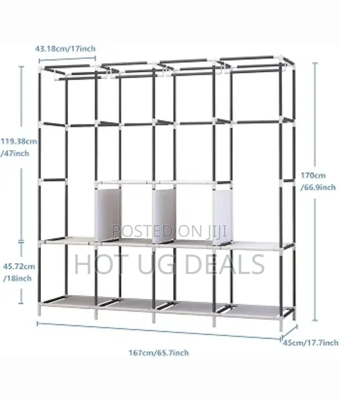 4 Column Deluxe Portable Fabric Wardrobe Closet Organizer