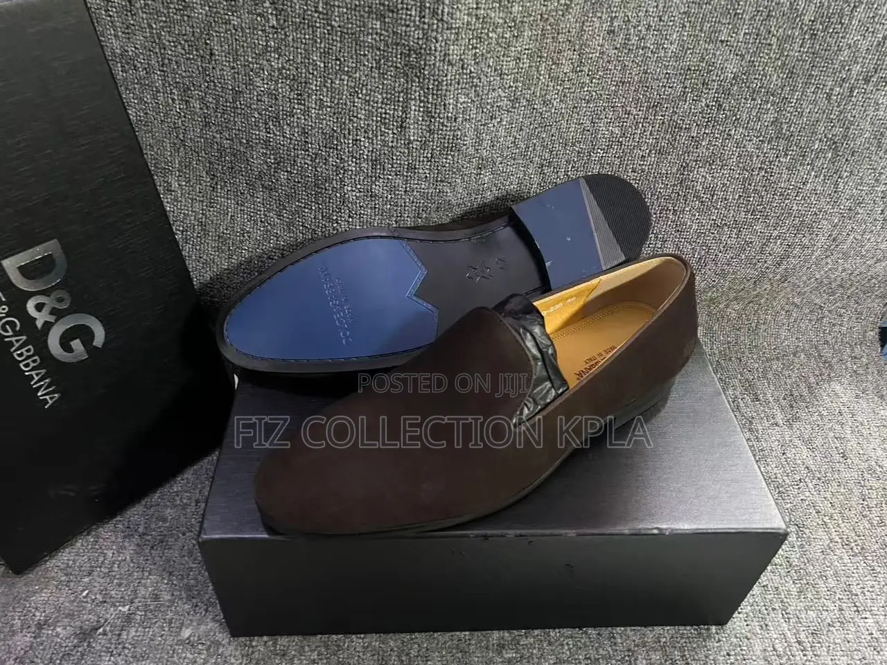 Original D G Brown Suede Slip-on Dress Shoes – Blue Black Sole