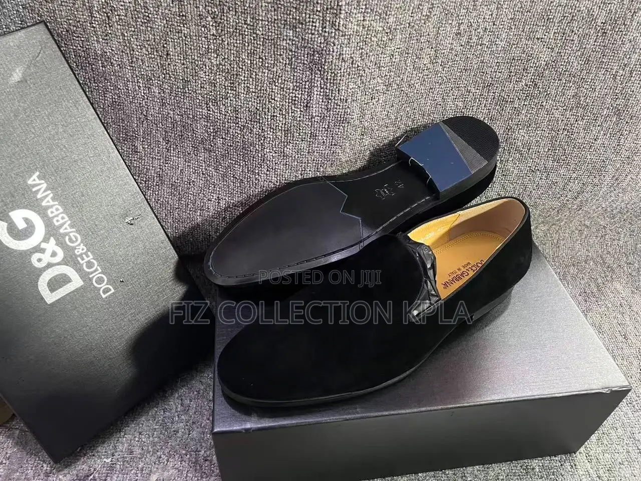 Original D G Black Suede Slip-on Dress Shoes – Blue Black Sole