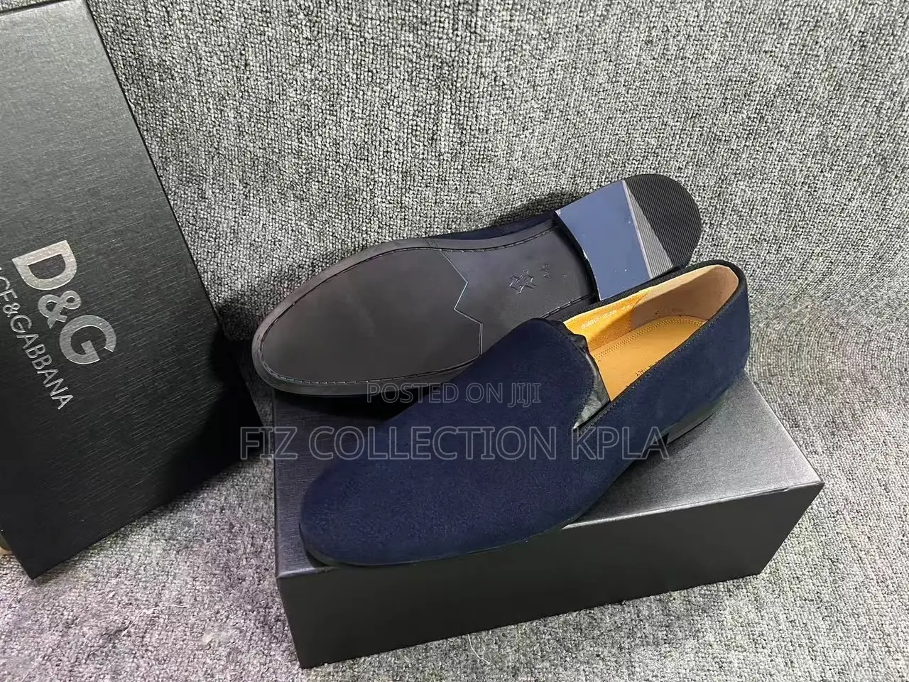 Original D G Blue Suede Slip-on Dress Shoes – Black Blue Sole