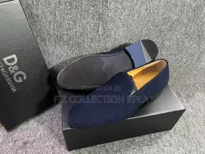 Original D G Blue Suede Slip-on Dress Shoes – Black Blue Sole