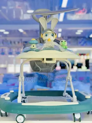 Baby Activity Walker Equipped With a Supportive Grey Fabric Seat