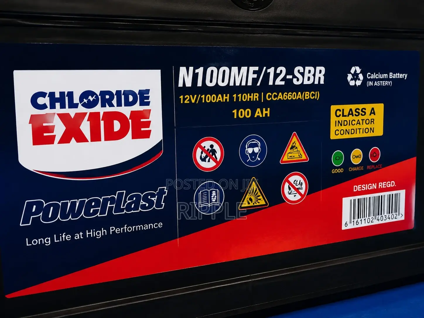 100Ah Chloride Exide PowerLast 100MF Maintenance Free Car Battery 12V