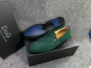 Original D G Green Suede Slip-on Dress Shoes – Black Blue Sole