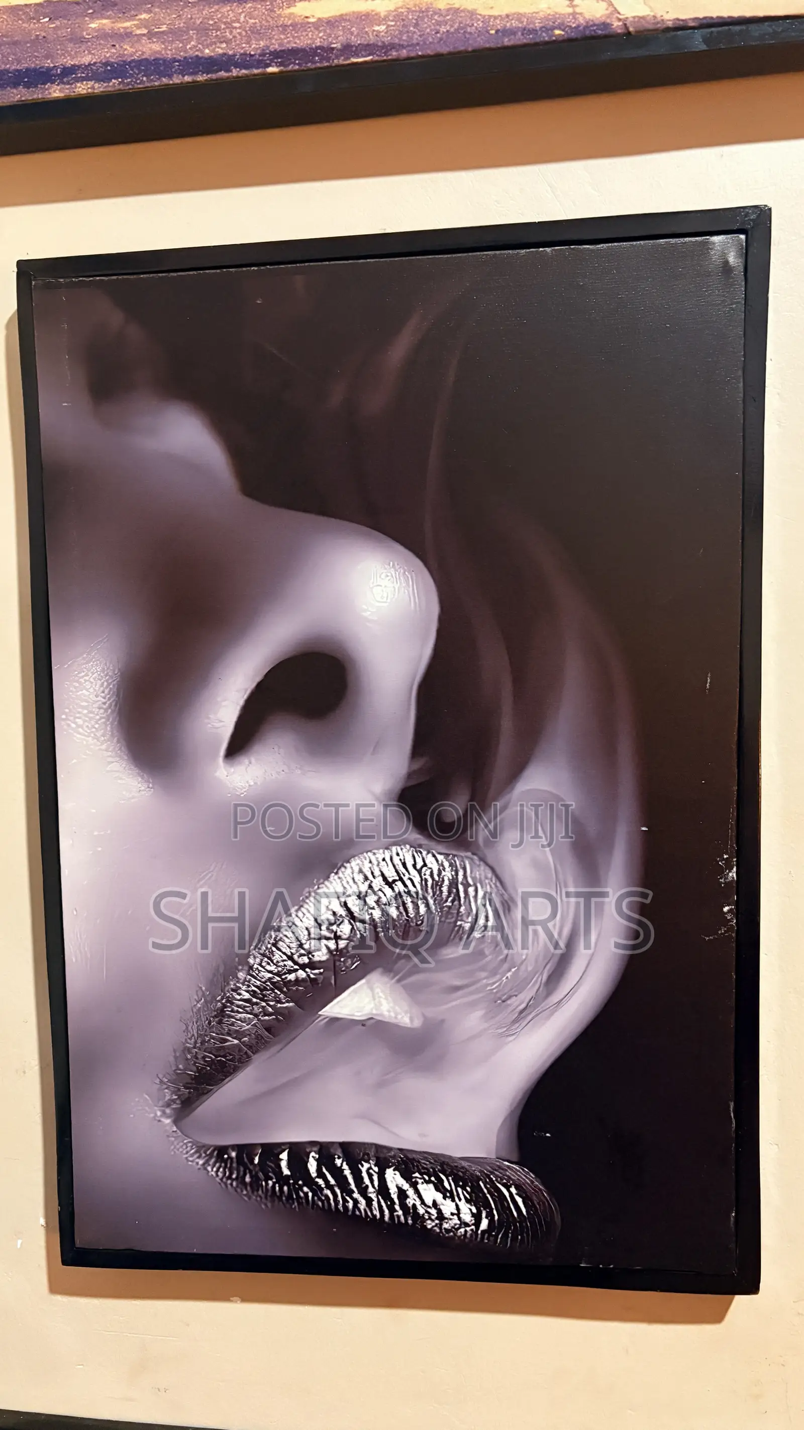 Smoking Girl Modern Art Framed Canvas
