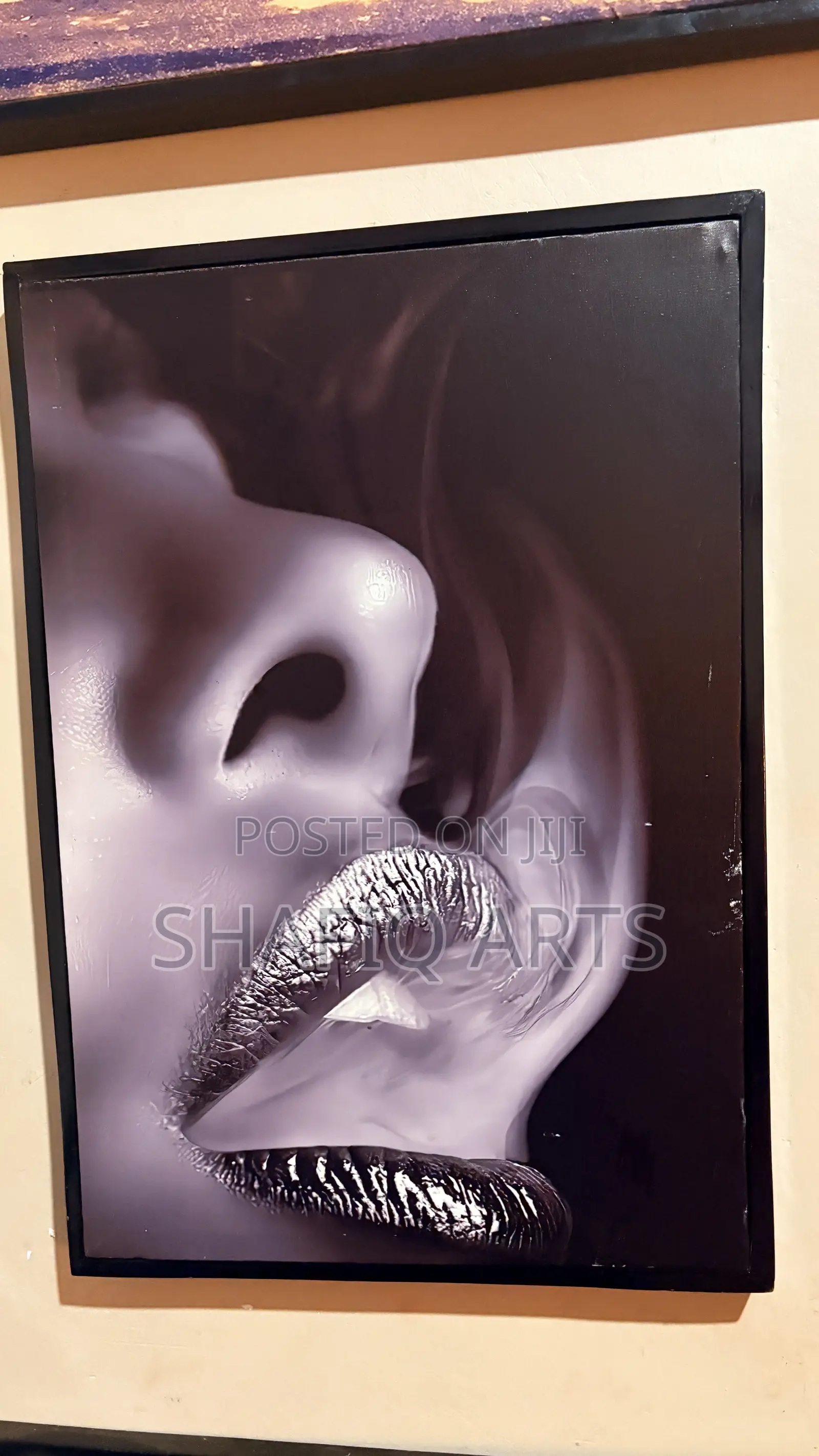 Smoking Girl Modern Art Framed Canvas