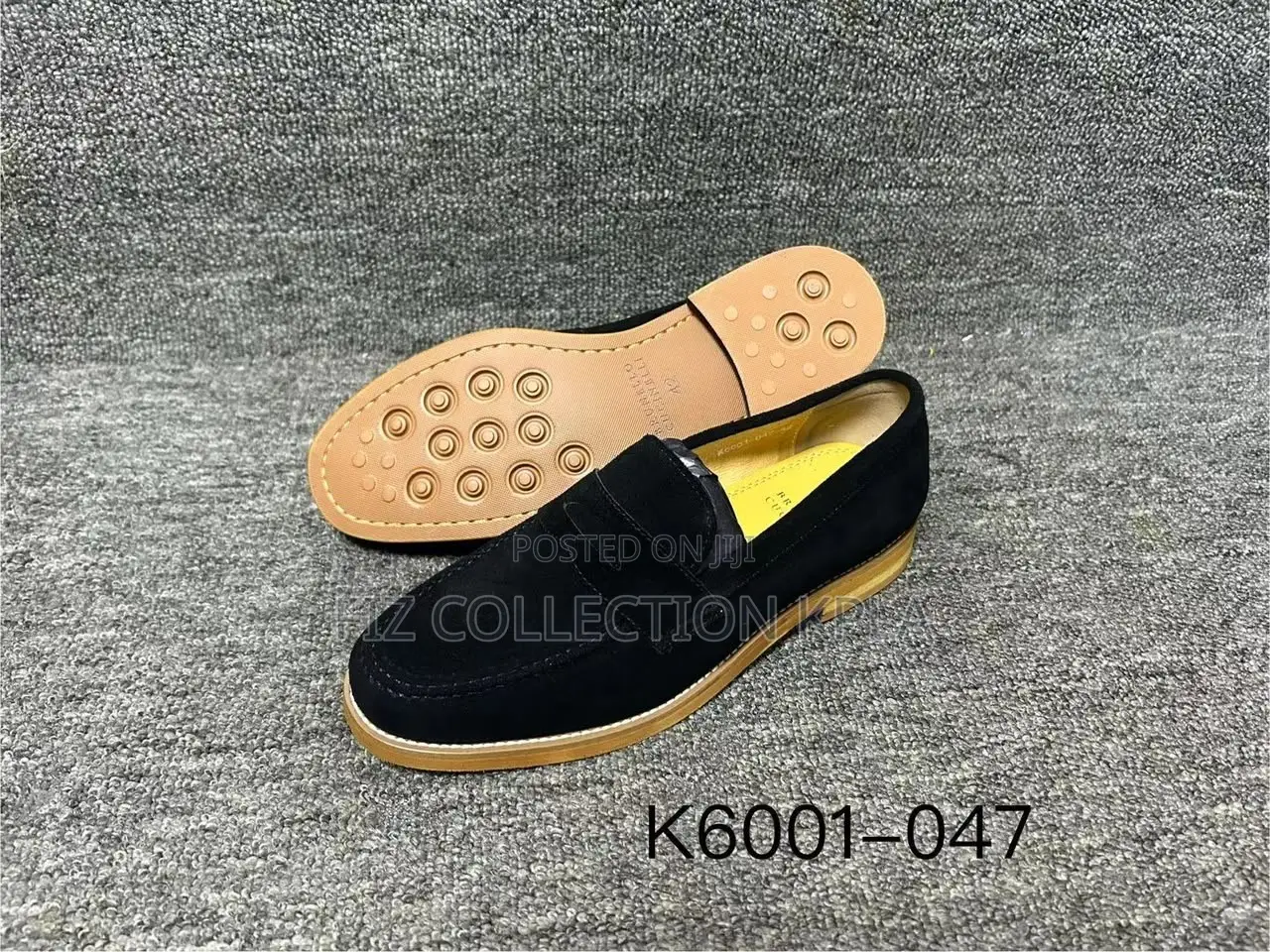 Original Brunello Cucinelli Black Suede Penny Loafers –Tan Pebble Sole