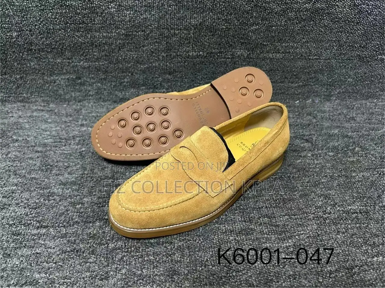 Original Brunello Cucinelli Tan Suede Penny Loafers – Pebble Sole
