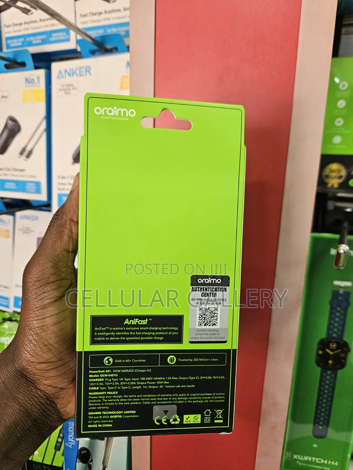 Oraimo 45w Gan Ultra Fast USB-C to USB-C Charger Powergan 451