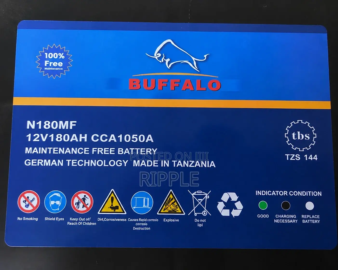 N180 180AH Buffalo Heavy Duty Car Battery