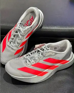 Original Adidas Adizero Evo SL Silver Metallic Lucid Red Sneakers