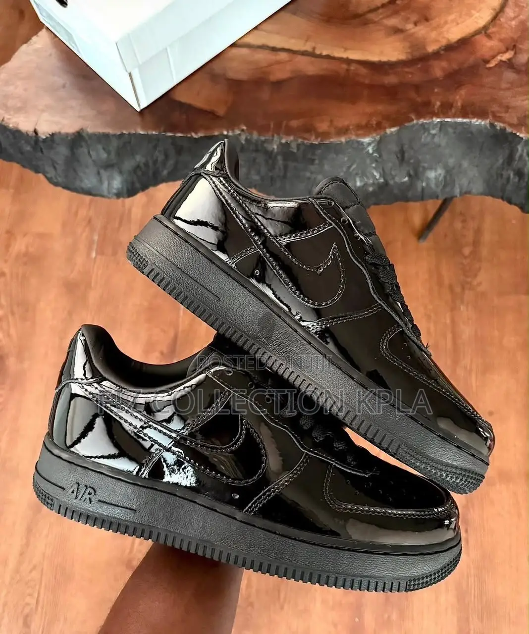 Original Nike Air Force 1 Low 07 Premium Black Patent Leather Sneakers