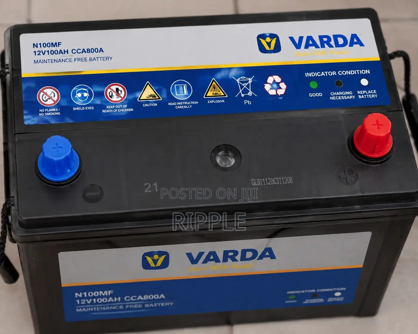 100Ah Varda N100MF 800CCA Maintenance Free Car Battery 12V