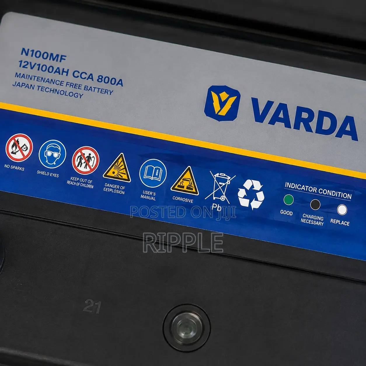 100Ah Varda N100MF 800CCA Maintenance Free Car Battery 12V