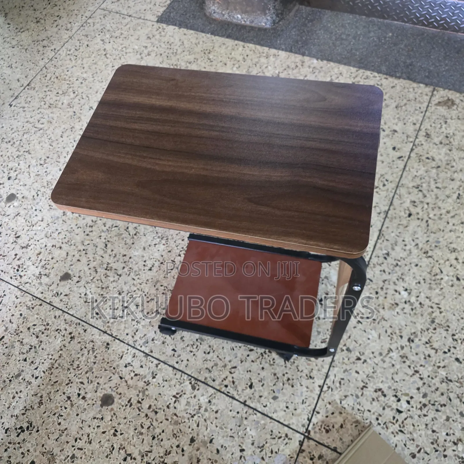 C Shaped Portable Coffee Table With Rollers