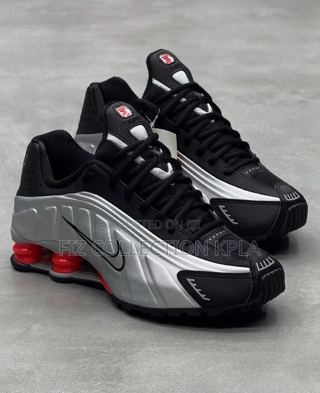 Original Nike Shox R4 Black Metallic Silver Trainers