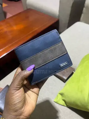 MenBense Men’s Wallet - Navy Blue With Brown Stripe