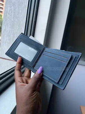MenBense Men’s Wallet - Navy Blue With Brown Stripe