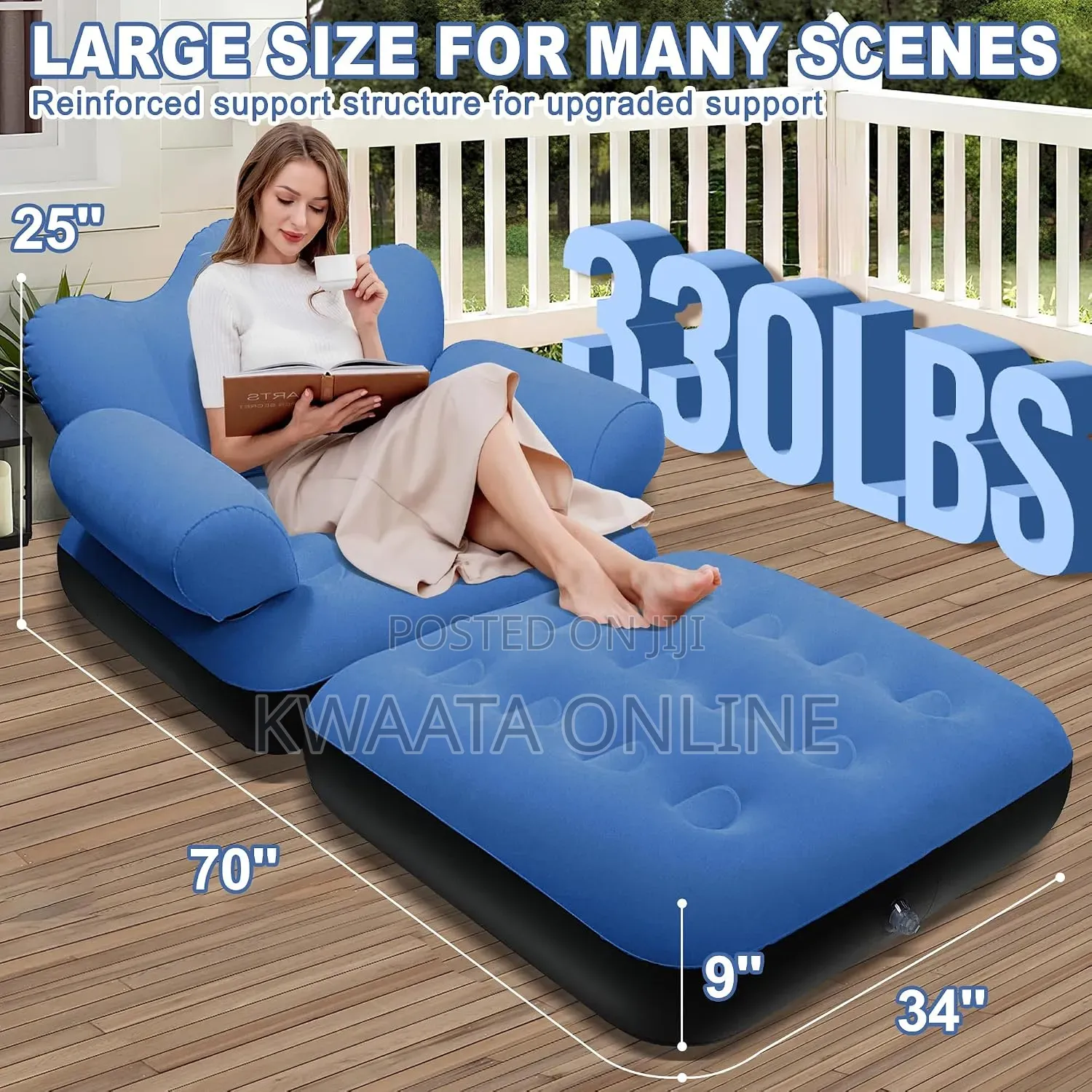 2in1 Inflatable Chair Air Sofa, Blow Up Pull Out Air Mattress Wiz Pump