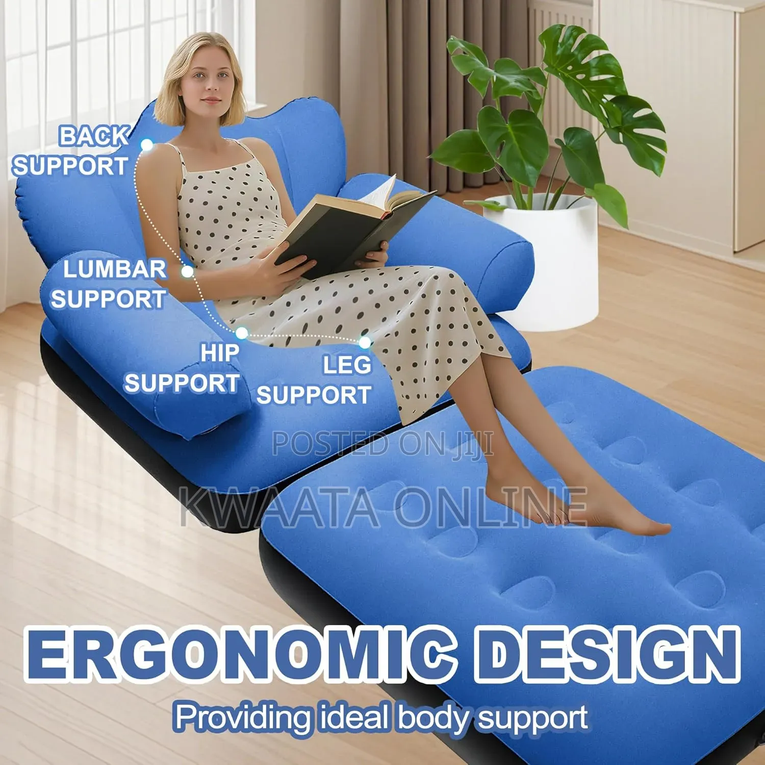 2in1 Inflatable Chair Air Sofa, Blow Up Pull Out Air Mattress Wiz Pump