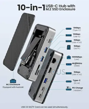 ORICO 10-in-1 USB-C Docking Station/M.2 SSD Enclosure, M.2 NVMe
