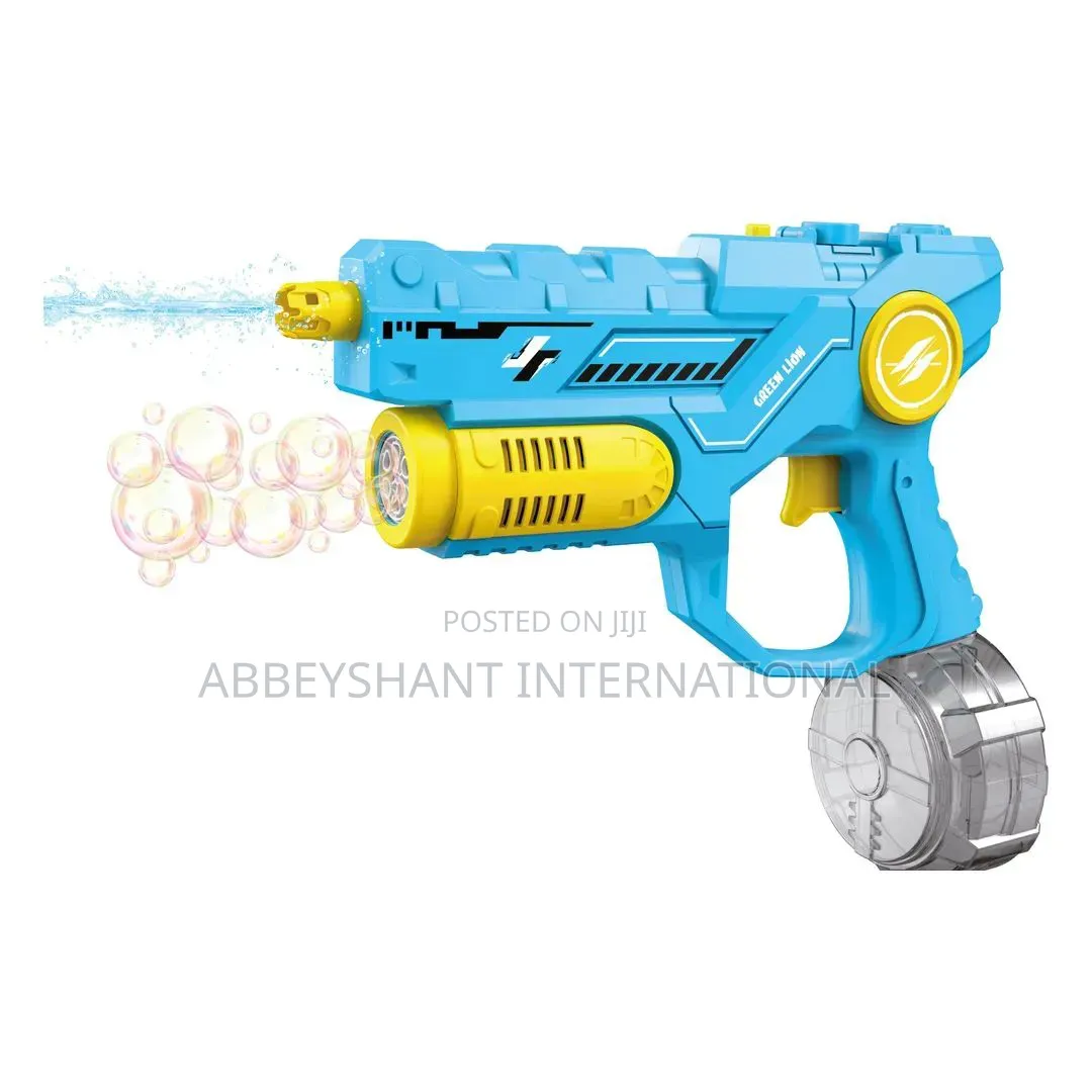 Green Lion Water Gun With Bubble Machine/Electric 2-in-1 Outdoor Toy