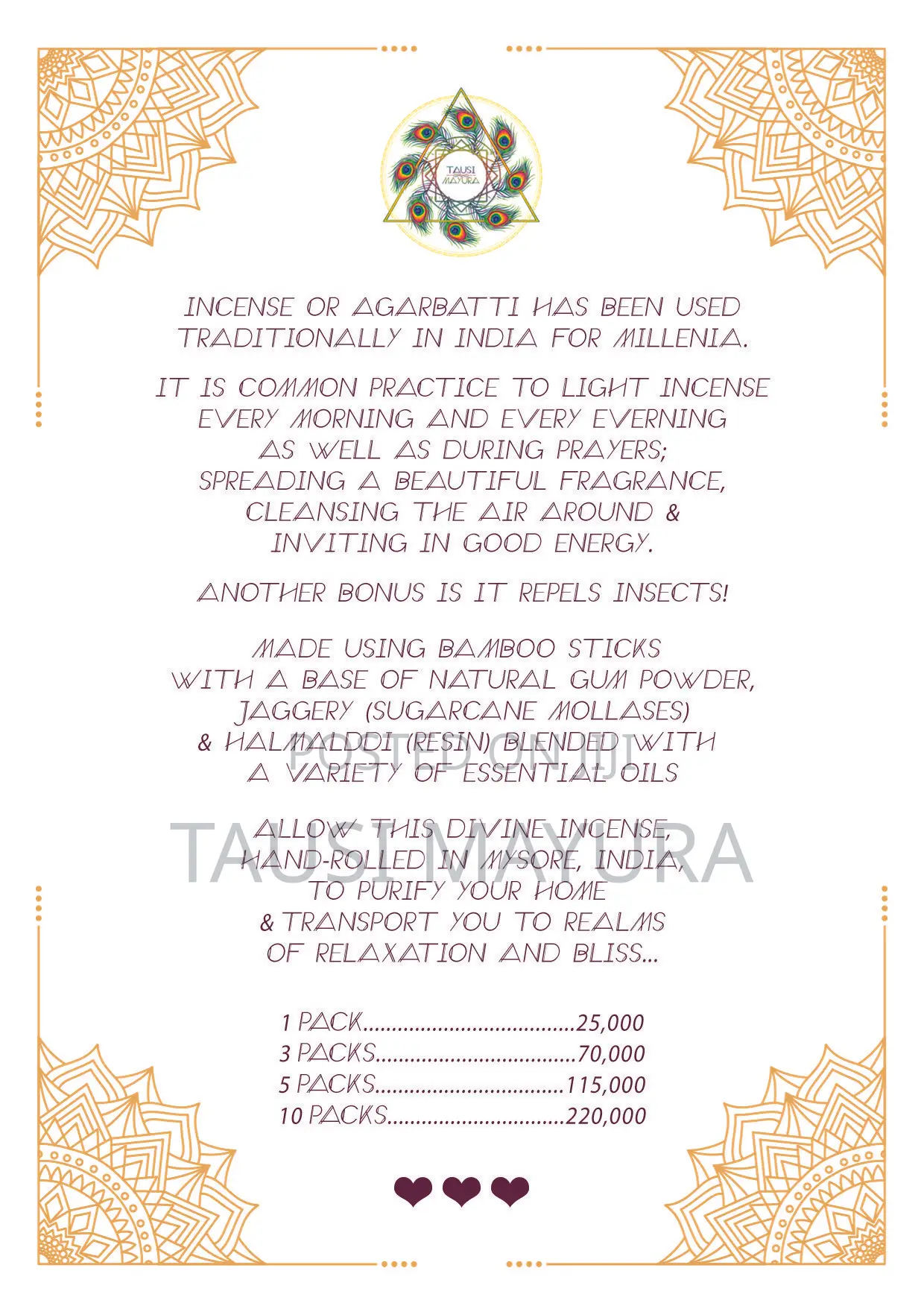 100% Natural Hand-Rolled Incense