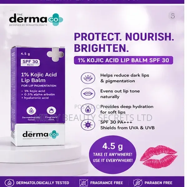 the Derma Co 1% Kojic Acid Lip Balm SPF 30