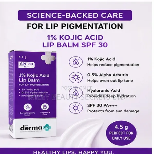 the Derma Co 1% Kojic Acid Lip Balm SPF 30