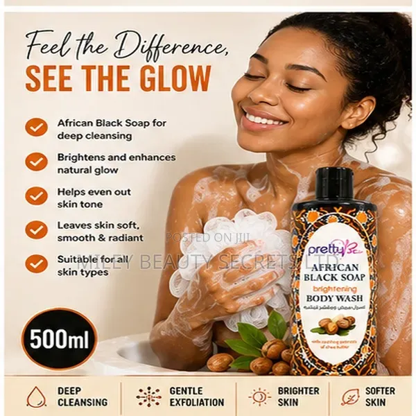 Pretty Skin African Black Soap Brightening Body Wash