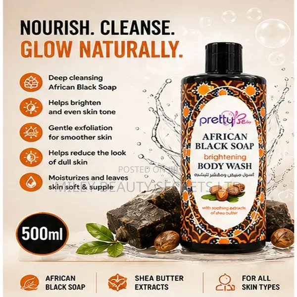 Pretty Skin African Black Soap Brightening Body Wash