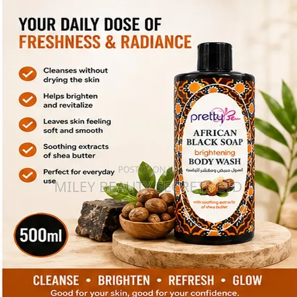 Pretty Skin African Black Soap Brightening Body Wash