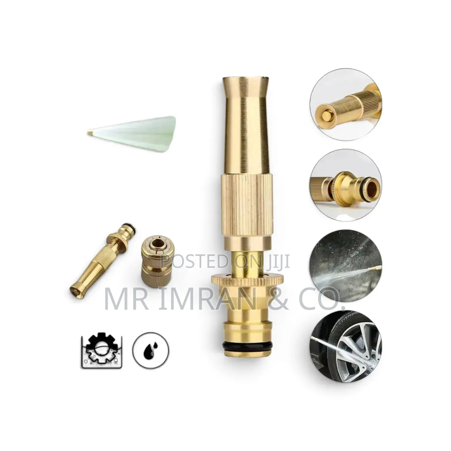 Heavy-Duty Brass Adjustable High-Pressure Hose Spray Nozzle