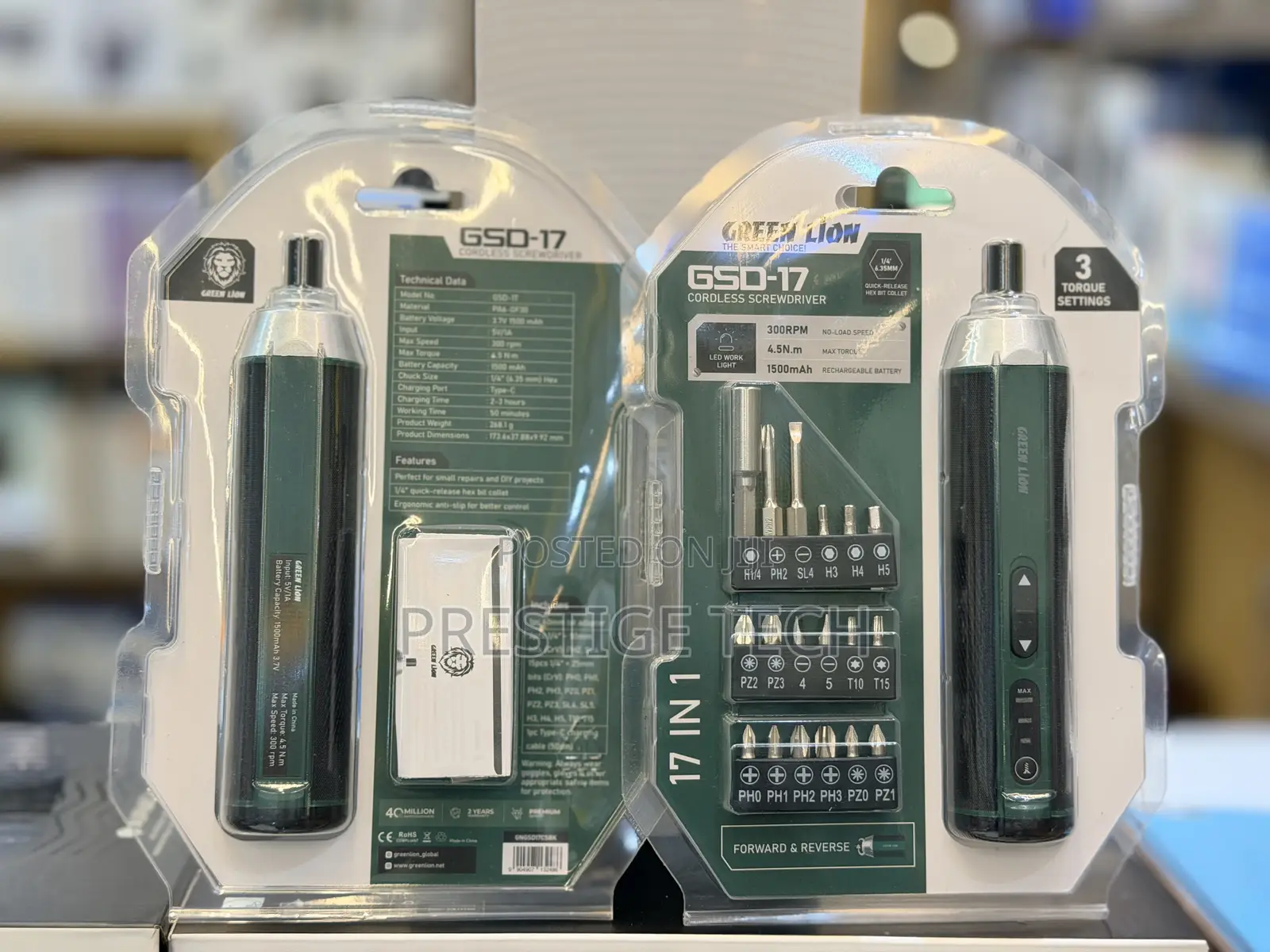 Green Lion GSD-17 Cordless Screw Driver Kit 17in1 Electric Screwdriver