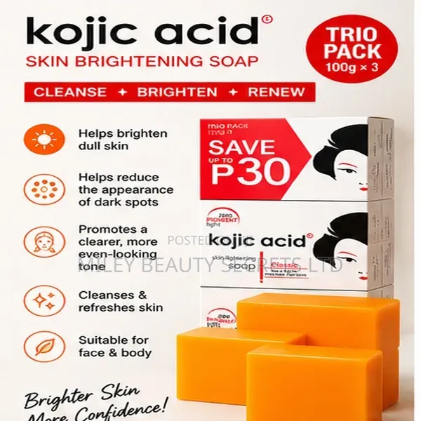Kojic Acid Skin Brightening Soap — Trio Pack